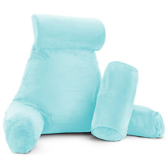 Large Soft Foam Reading & TV Relax Pillow + 2 Neck & Lumbar Pillows with Pockets