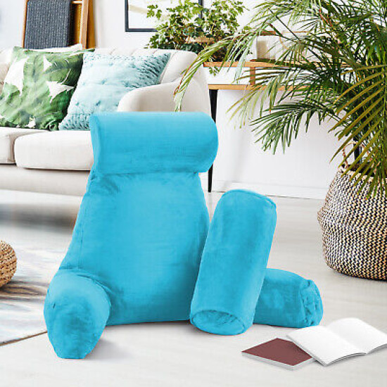 Large Soft Foam Reading & TV Relax Pillow + 2 Neck & Lumbar Pillows with Pockets