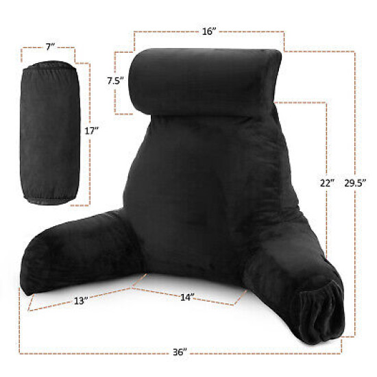 Large Soft Foam Reading & TV Relax Pillow + 2 Neck & Lumbar Pillows with Pockets