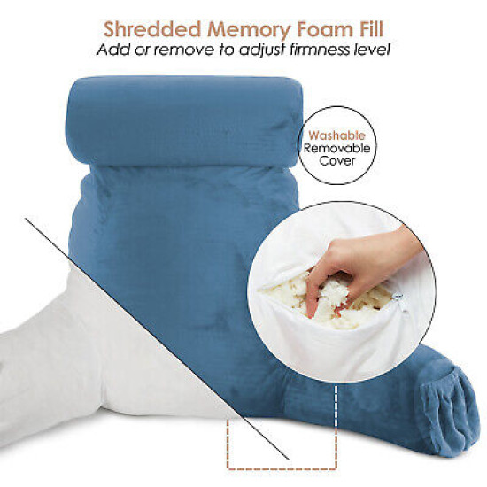 Large Soft Foam Reading & TV Relax Pillow + 2 Neck & Lumbar Pillows with Pockets