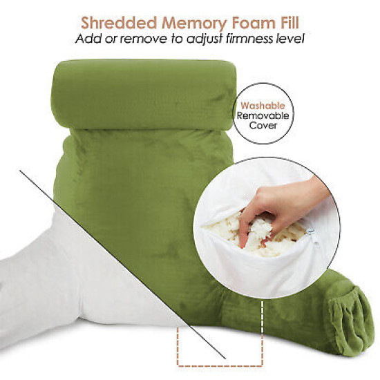 Large Soft Foam Reading & TV Relax Pillow + 2 Neck & Lumbar Pillows with Pockets
