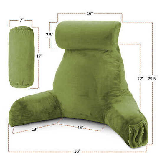 Large Soft Foam Reading & TV Relax Pillow + 2 Neck & Lumbar Pillows with Pockets