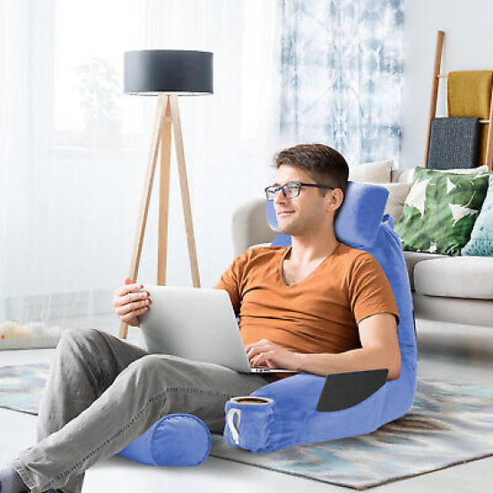 Large Soft Foam Reading & TV Relax Pillow + 2 Neck & Lumbar Pillows with Pockets
