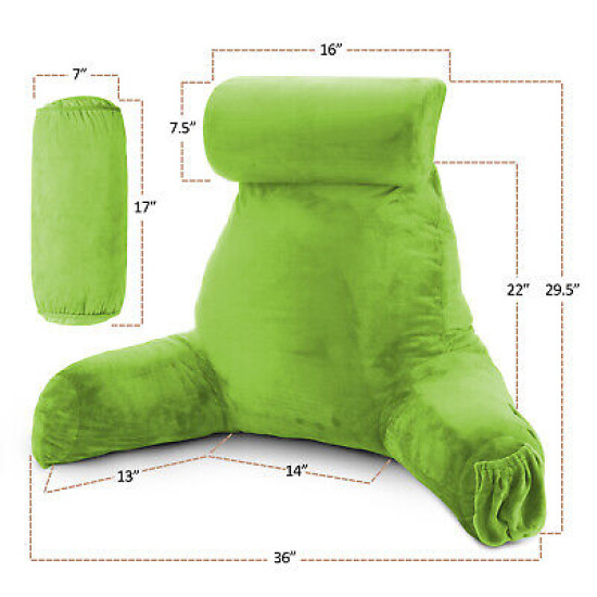 Large Soft Foam Reading & TV Relax Pillow + 2 Neck & Lumbar Pillows with Pockets