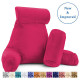 Large Soft Foam Reading & TV Relax Pillow + 2 Neck & Lumbar Pillows with Pockets