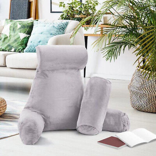 Large Soft Foam Reading & TV Relax Pillow + 2 Neck & Lumbar Pillows with Pockets