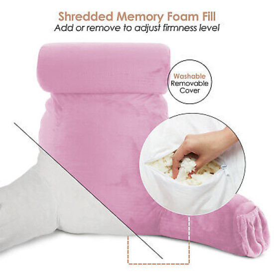Large Soft Foam Reading & TV Relax Pillow + 2 Neck & Lumbar Pillows with Pockets