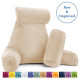 Large Soft Foam Reading & TV Relax Pillow + 2 Neck & Lumbar Pillows with Pockets