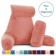 Large Soft Foam Reading & TV Relax Pillow + 2 Neck & Lumbar Pillows with Pockets