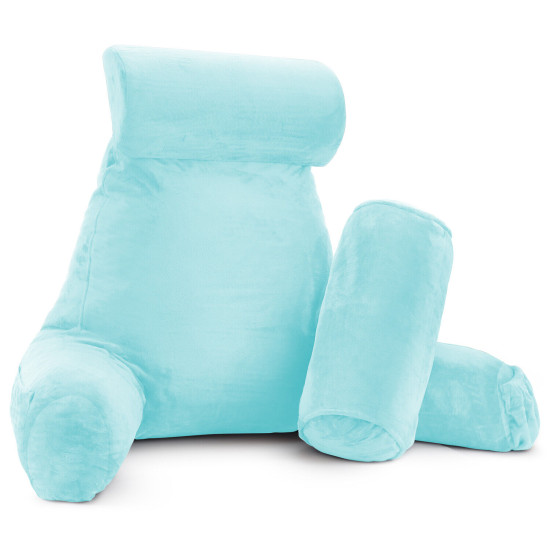 Large Soft Foam Reading & TV Relax Pillow + 2 Neck & Lumbar Pillows with Pockets