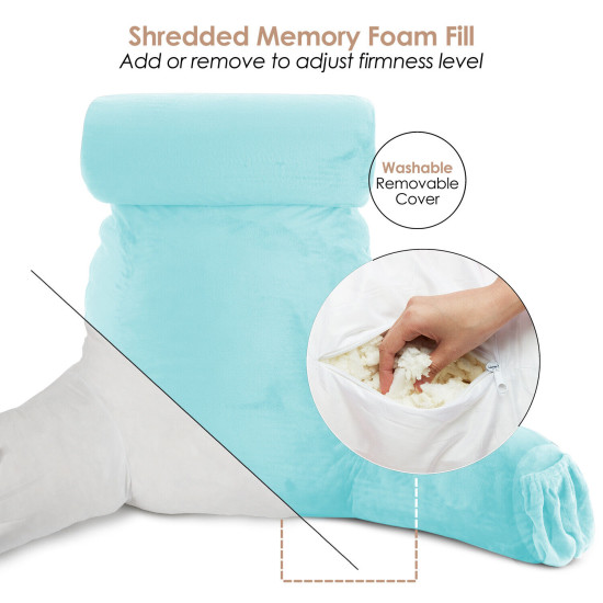 Large Soft Foam Reading & TV Relax Pillow + 2 Neck & Lumbar Pillows with Pockets