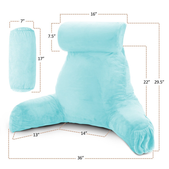 Large Soft Foam Reading & TV Relax Pillow + 2 Neck & Lumbar Pillows with Pockets