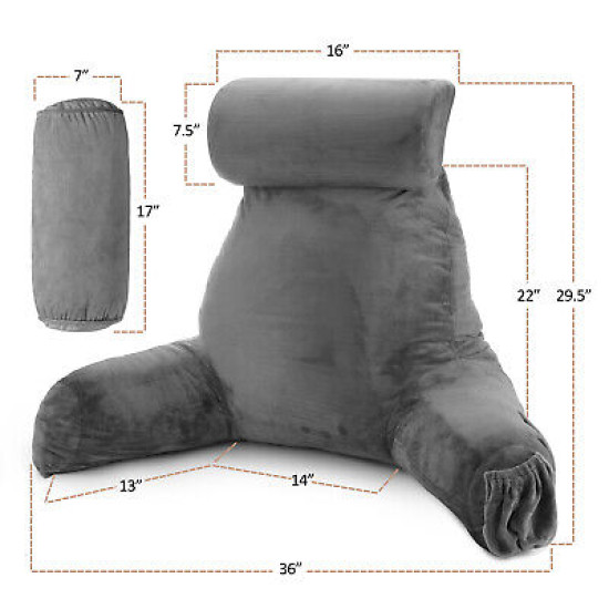 Large Soft Foam Reading & TV Relax Pillow + 2 Neck & Lumbar Pillows with Pockets