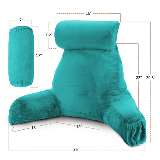Large Soft Foam Reading & TV Relax Pillow + 2 Neck & Lumbar Pillows with Pockets