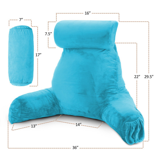 Large Soft Foam Reading & TV Relax Pillow + 2 Neck & Lumbar Pillows with Pockets