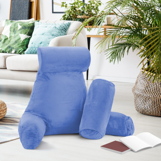 Large Soft Foam Reading & TV Relax Pillow + 2 Neck & Lumbar Pillows with Pockets
