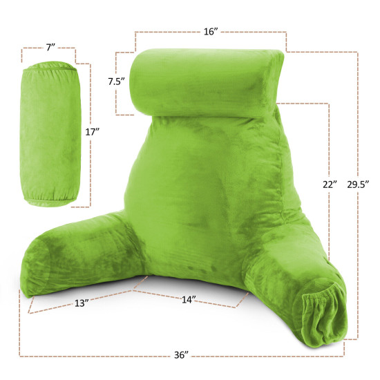 Large Soft Foam Reading & TV Relax Pillow + 2 Neck & Lumbar Pillows with Pockets