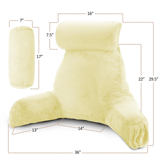 Large Soft Foam Reading & TV Relax Pillow + 2 Neck & Lumbar Pillows with Pockets