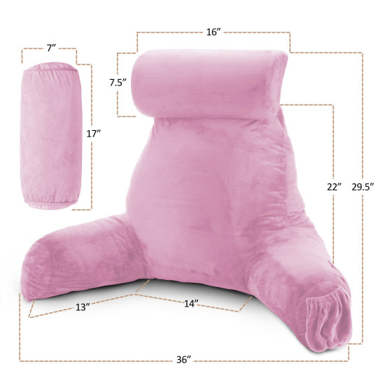 Large Soft Foam Reading & TV Relax Pillow + 2 Neck & Lumbar Pillows with Pockets