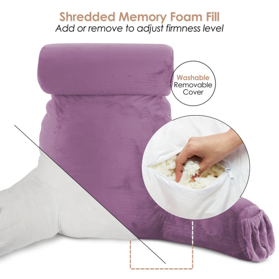 Large Soft Foam Reading & TV Relax Pillow + 2 Neck & Lumbar Pillows with Pockets