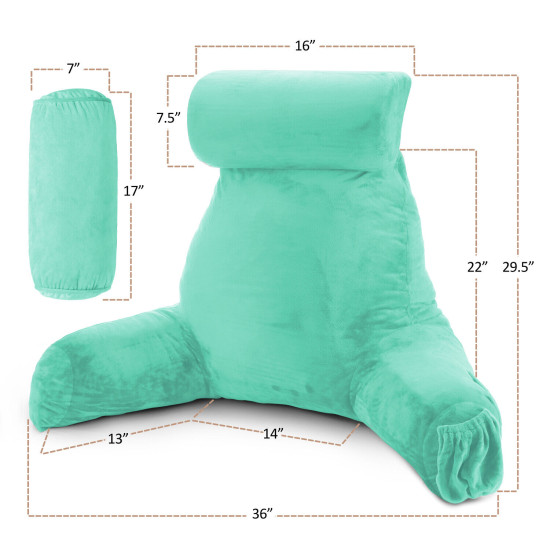 Large Soft Foam Reading & TV Relax Pillow + 2 Neck & Lumbar Pillows with Pockets