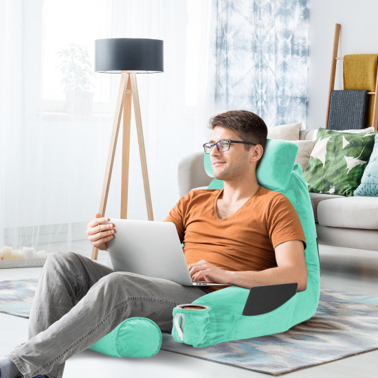 Large Soft Foam Reading & TV Relax Pillow + 2 Neck & Lumbar Pillows with Pockets