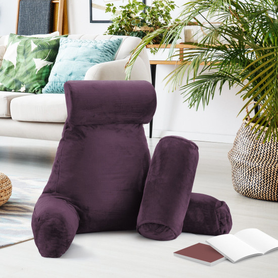 Large Soft Foam Reading & TV Relax Pillow + 2 Neck & Lumbar Pillows with Pockets
