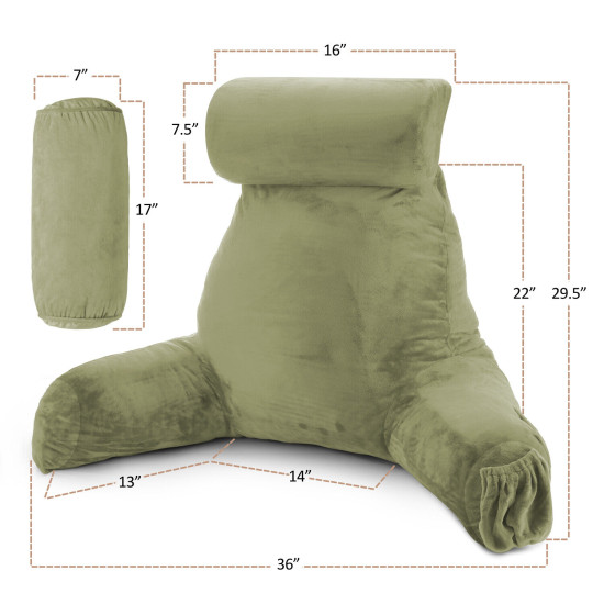 Large Soft Foam Reading & TV Relax Pillow + 2 Neck & Lumbar Pillows with Pockets