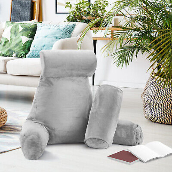 Large Soft Foam Reading & TV Relax Pillow + 2 Neck & Lumbar Pillows with Pockets