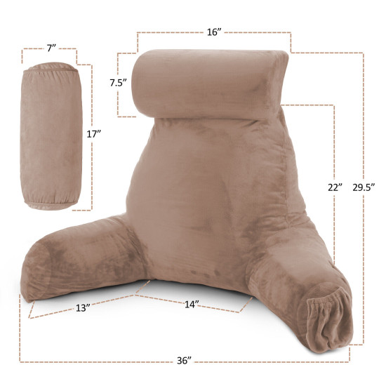 Large Soft Foam Reading & TV Relax Pillow + 2 Neck & Lumbar Pillows with Pockets