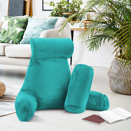 Large Soft Foam Reading & TV Relax Pillow + 2 Neck & Lumbar Pillows with Pockets