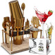 16 Pc+Stand Bartender Kit, Complete Cocktail Shaker Bar Tools Set & Recipe book