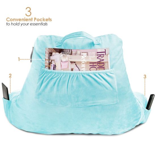 Super Soft Foam Reading Pillow, TV & Bed Rest Pillow, Arms Support with Pockets