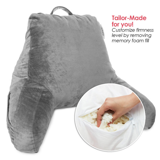 Super Soft Foam Reading Pillow, TV & Bed Rest Pillow, Arms Support with Pockets