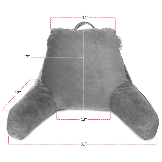 Super Soft Foam Reading Pillow, TV & Bed Rest Pillow, Arms Support with Pockets