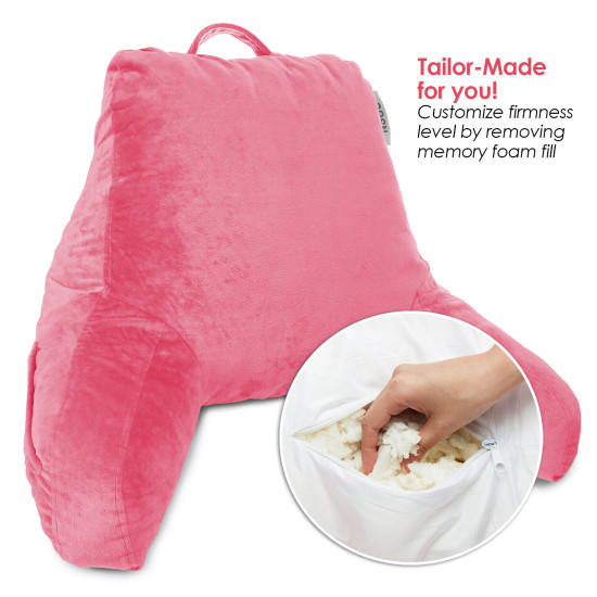 Super Soft Foam Reading Pillow, TV & Bed Rest Pillow, Arms Support with Pockets