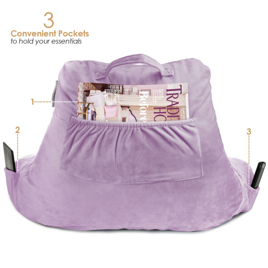 Super Soft Foam Reading Pillow, TV & Bed Rest Pillow, Arms Support with Pockets