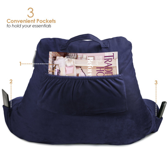Super Soft Foam Reading Pillow, TV & Bed Rest Pillow, Arms Support with Pockets