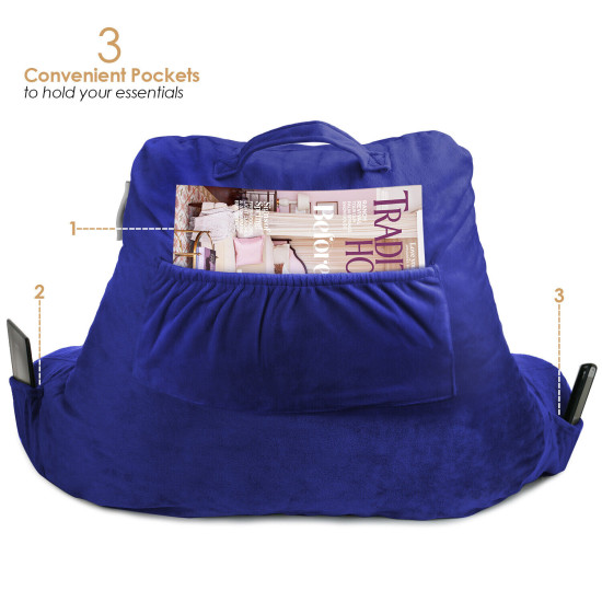 Super Soft Foam Reading Pillow, TV & Bed Rest Pillow, Arms Support with Pockets