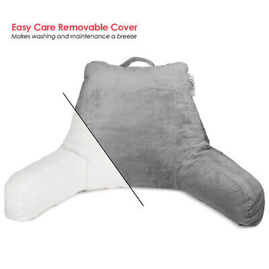 Super Soft Foam Reading Pillow, TV & Bed Rest Pillow, Arms Support with Pockets