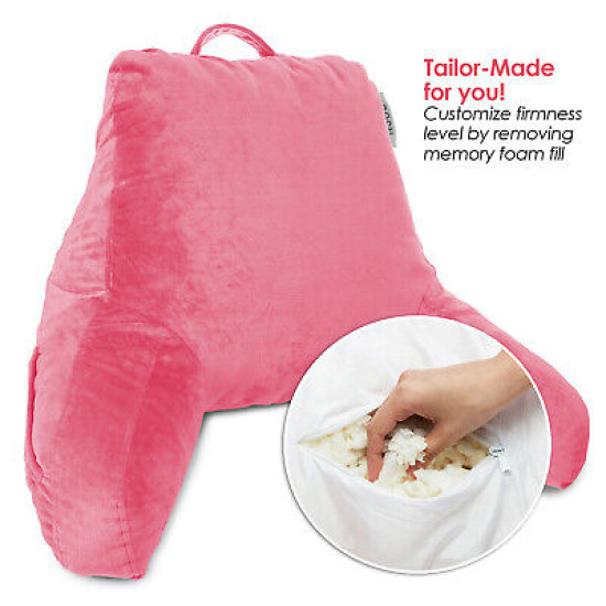 Super Soft Foam Reading Pillow, TV & Bed Rest Pillow, Arms Support with Pockets