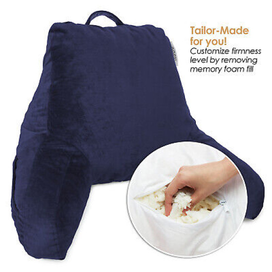 Super Soft Foam Reading Pillow, TV & Bed Rest Pillow, Arms Support with Pockets