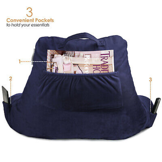 Super Soft Foam Reading Pillow, TV & Bed Rest Pillow, Arms Support with Pockets
