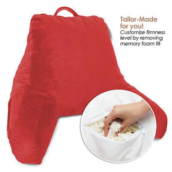 Super Soft Foam Reading Pillow, TV & Bed Rest Pillow, Arms Support with Pockets