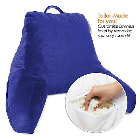Super Soft Foam Reading Pillow, TV & Bed Rest Pillow, Arms Support with Pockets