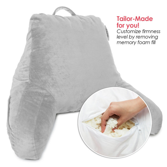 Super Soft Foam Reading Pillow, TV & Bed Rest Pillow, Arms Support with Pockets