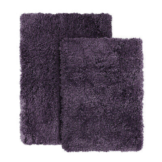 2PC Shaggy Area Rug Set with Non-Slip Backing Rubber Large & Small Cozy Bath Mat
