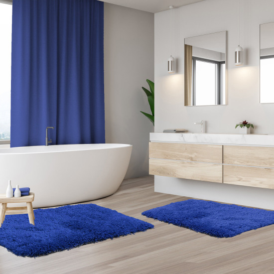 2PC Shaggy Area Rug Set with Non-Slip Backing Rubber Large & Small Cozy Bath Mat