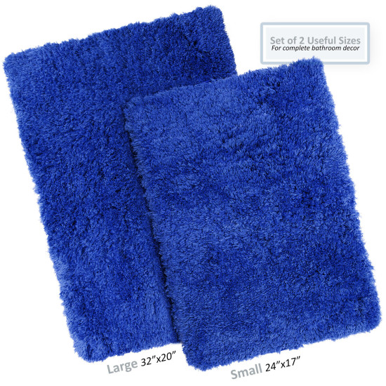 2PC Shaggy Area Rug Set with Non-Slip Backing Rubber Large & Small Cozy Bath Mat
