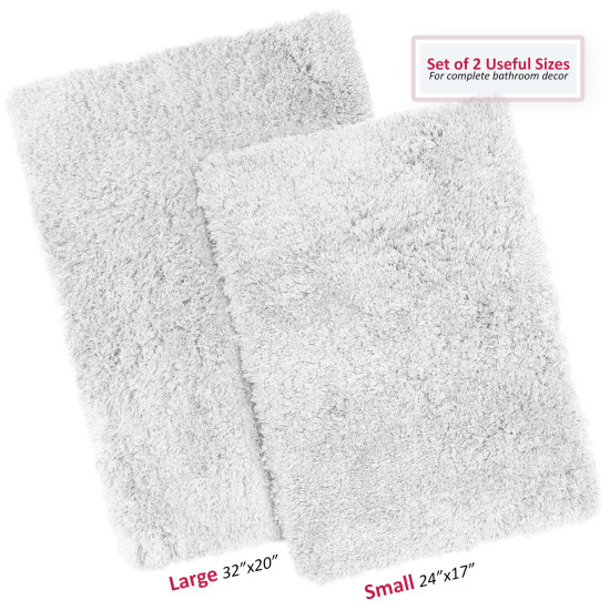2PC Shaggy Area Rug Set with Non-Slip Backing Rubber Large & Small Cozy Bath Mat